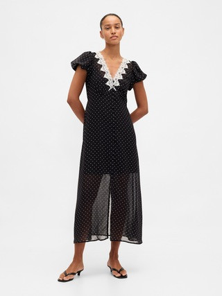 Lace-Trim V-Neck Maxi Dress | Gap (US)
