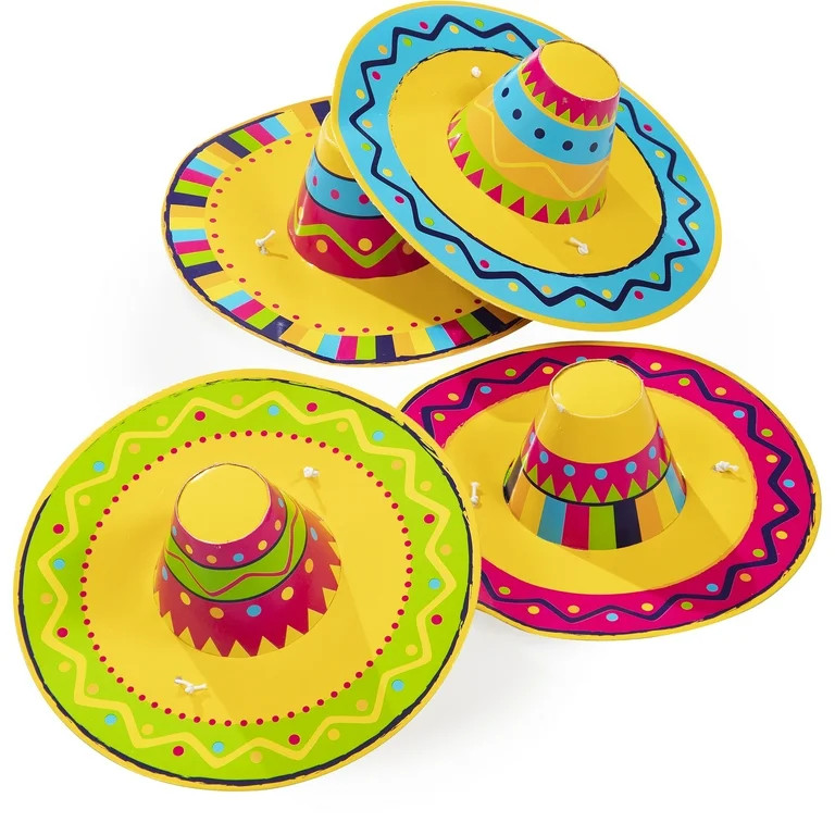 Multicolor Sombrero Paper Party Hats, 5", 4 Count, by Way To Celebrate | Walmart (US)