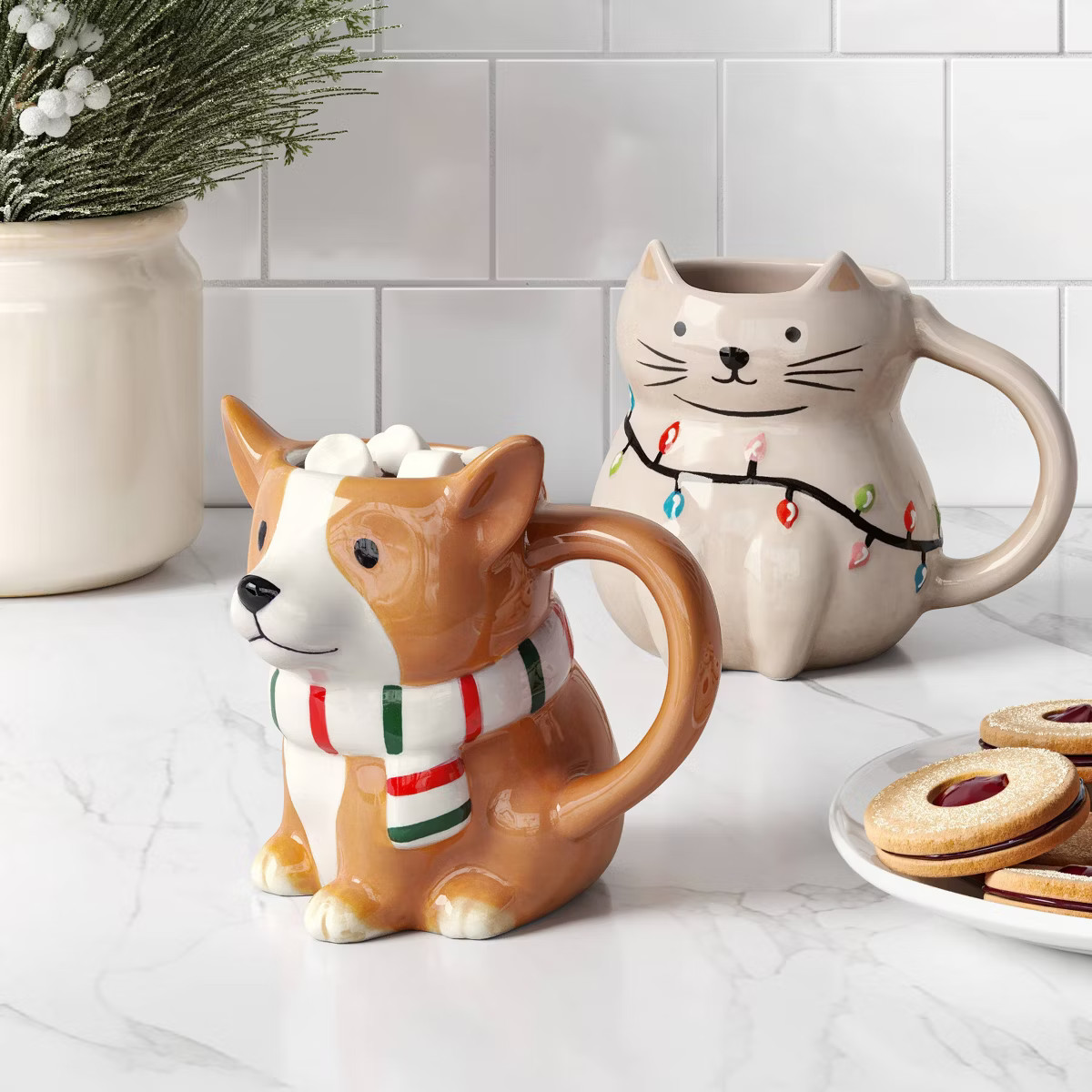 14.5oz Christmas Earthenware Figural Dog Mug - Wondershop™ | Target