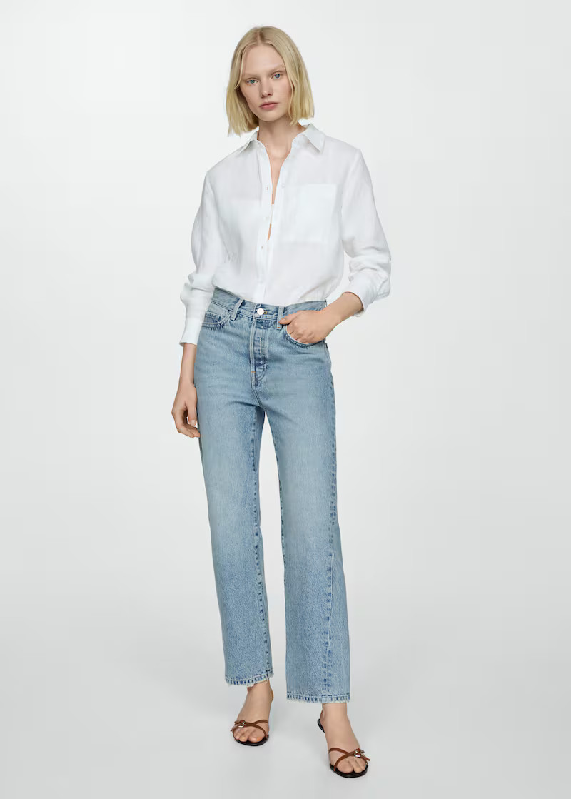 Straight jeans with forward seams -  Women | Mango USA | MANGO (US)