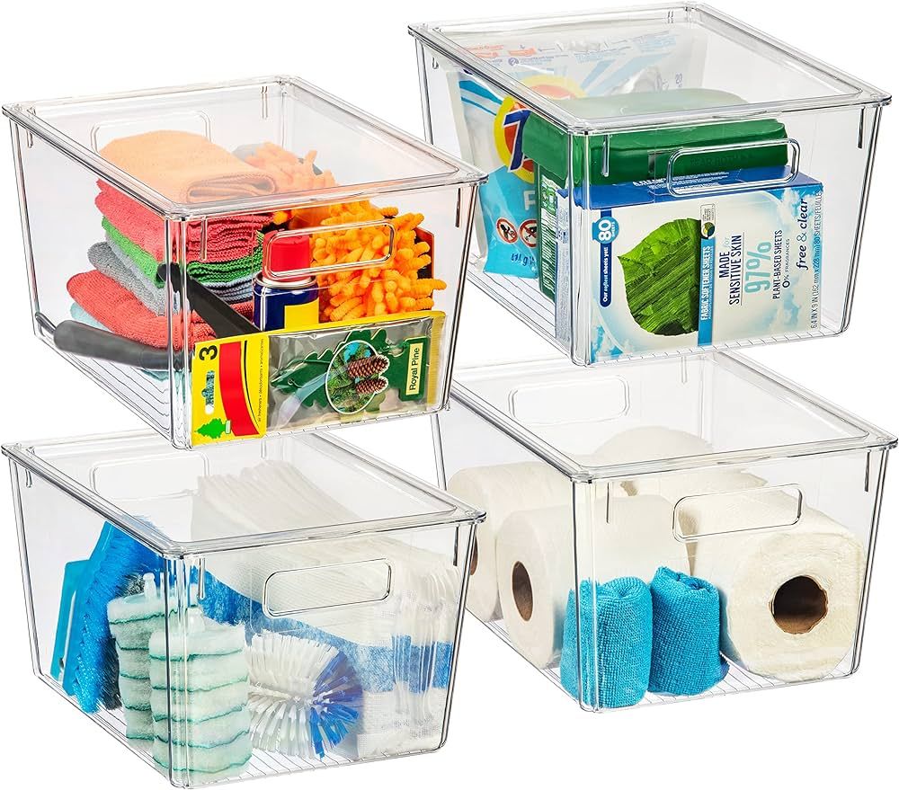 ClearSpace Plastic Storage Bins with Lids X-Large – Perfect Kitchen or Pantry Organization, Fri... | Amazon (US)