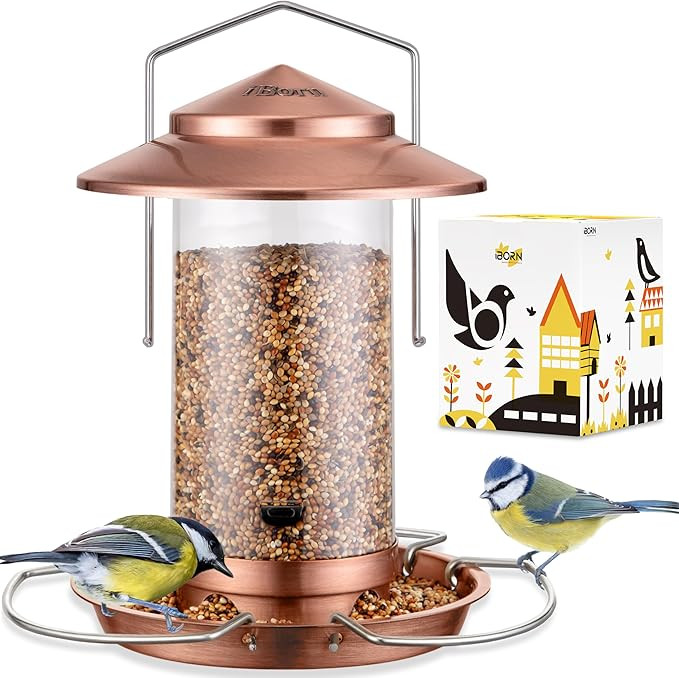 iBorn Bird Feeder Metal Squirrel Chew-Proof Bird Feeders for Outdoors Hanging Outside for Cardina... | Amazon (US)