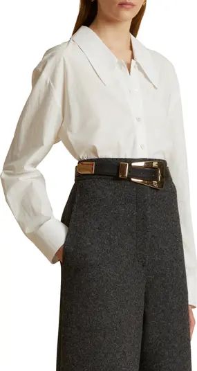 Khaite Lago Cotton Crop Cotton Button-Up Shirt | Nordstrom | Nordstrom