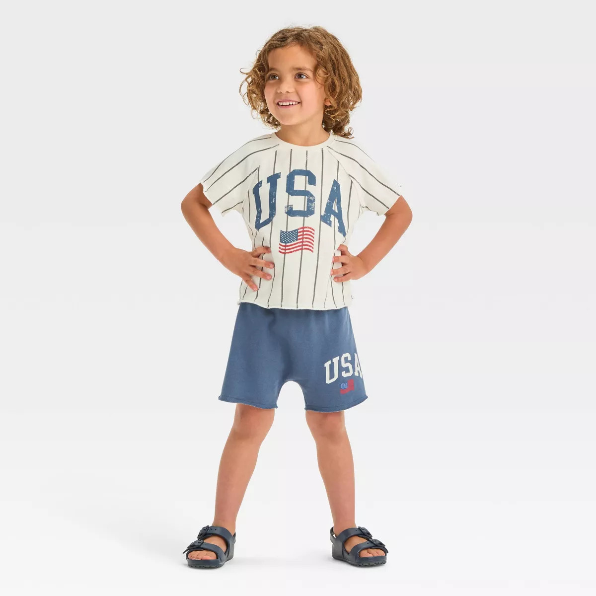 Toddler Boys' Grayson Mini Americana Star Top and Bottom Shorts Set - Blue | Target