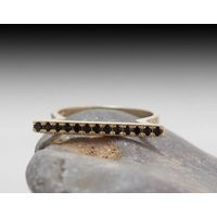 Black Ring, Black Onyx Gemstone Gold Harp Unique Art Deco, Gold Size, Pave, Statement | Etsy (US)