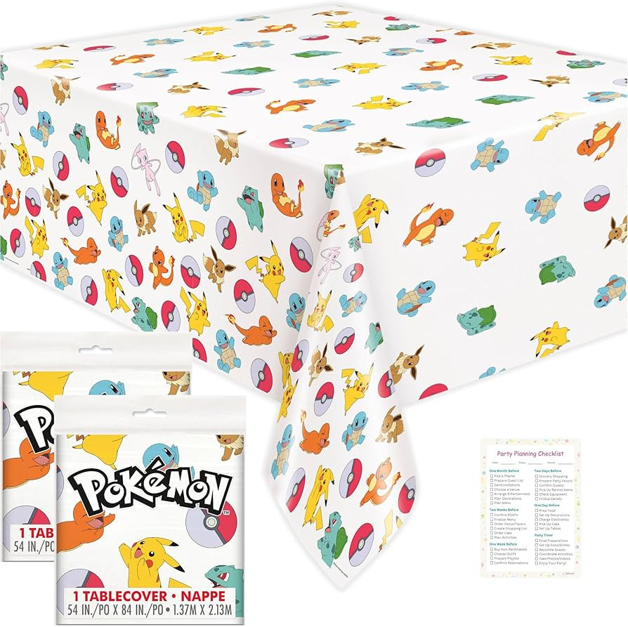 Unique Pokemon Table Cloth (2 Pack) - Pokemon Birthday Party Decorations - Officially Licensed - ... | Amazon (US)