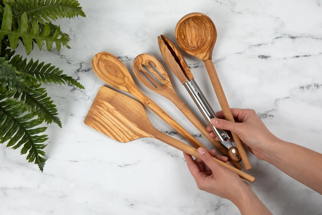 Olive Wood Utensils, Cooking Utensil Set, Wood Kitchen Tools, Wooden Ladle, Wood Cooking Spoon, N... | Etsy (US)