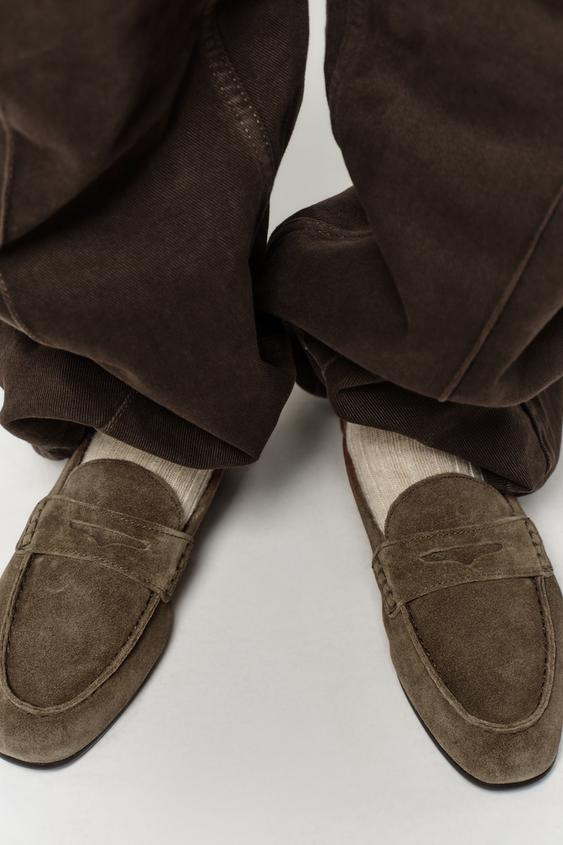 SPLIT SUEDE LOAFERS | Zara UK