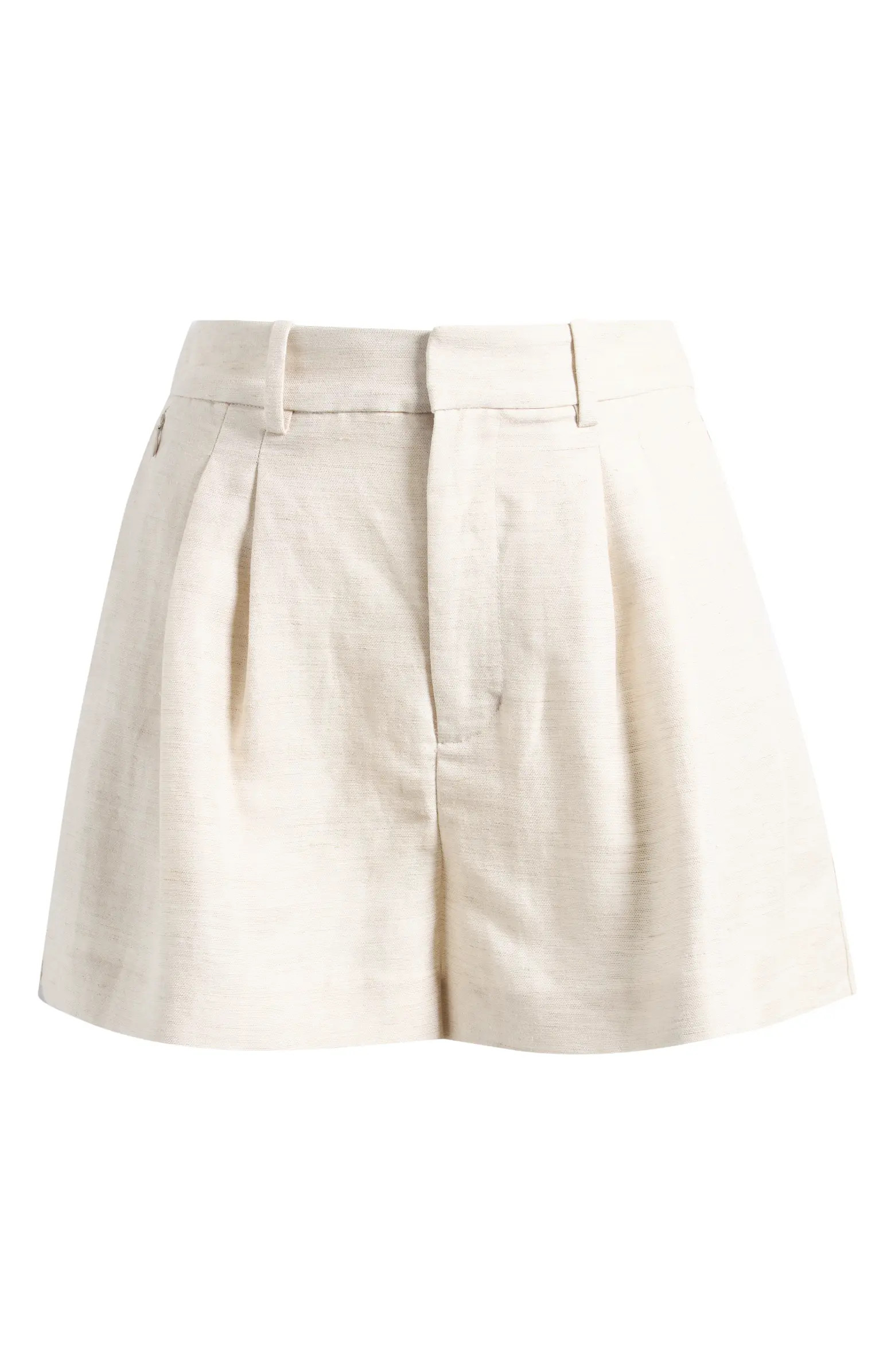Pleated Tencel™ & Linen Trouser Shorts | Nordstrom