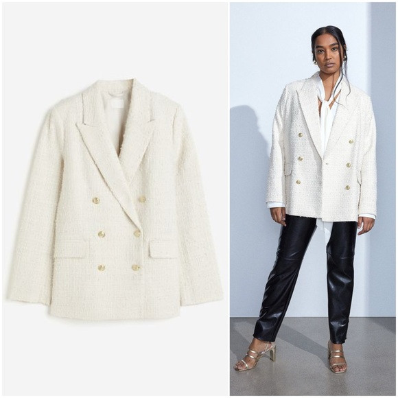White Oversized Boucle Blazer | Poshmark