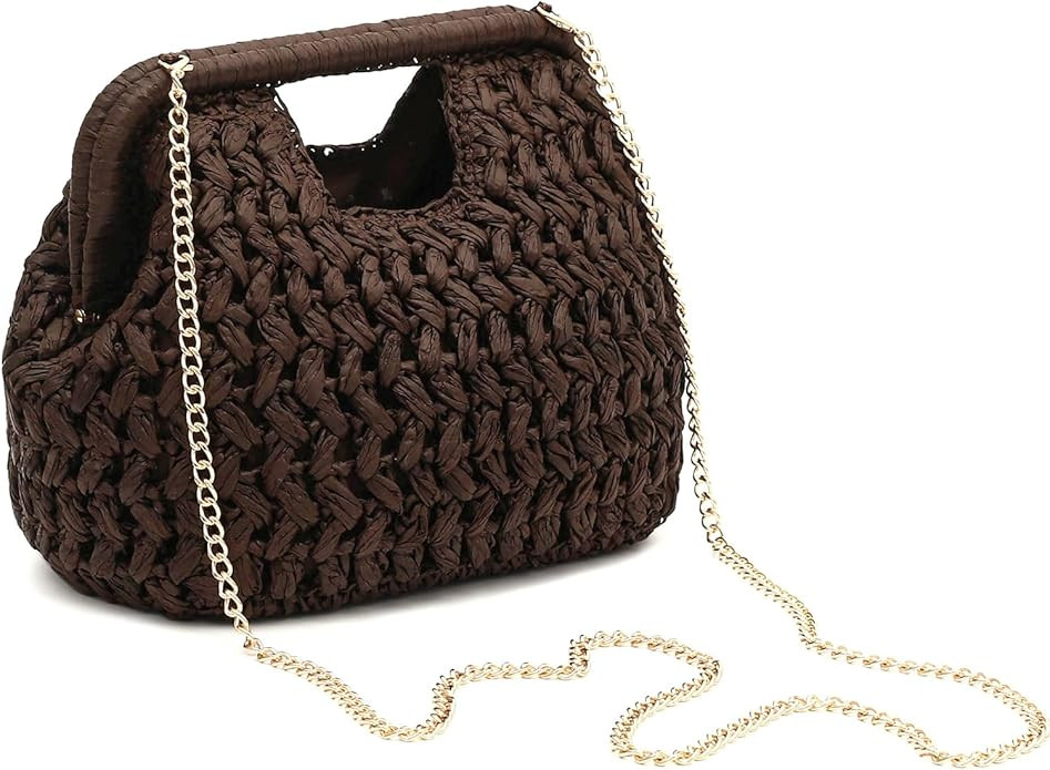 Herald Straw Woven Clutch Purse for Women, Beach Cloud Dumpling Pouch Evening Shoulder Crossbody ... | Amazon (US)
