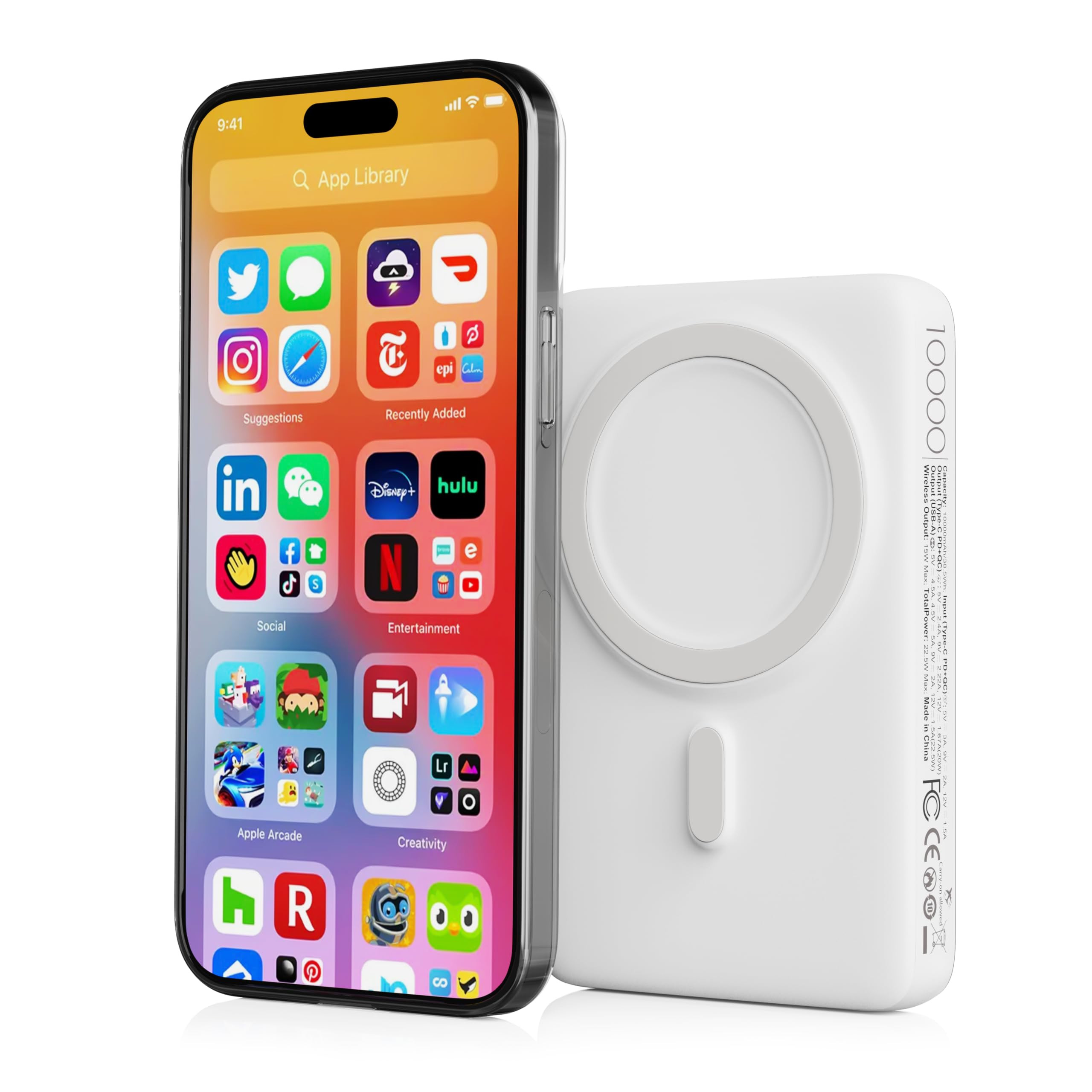 10000mAh Magnetic power bank, fast charging wireless portable charger for iPhone, Wireless Power ... | Amazon (US)