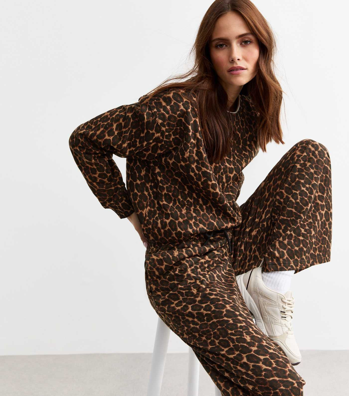 Brown Leopard Print Wide Leg Joggers
						
						Add to Saved Items
						Remove from Saved Item... | New Look (UK)