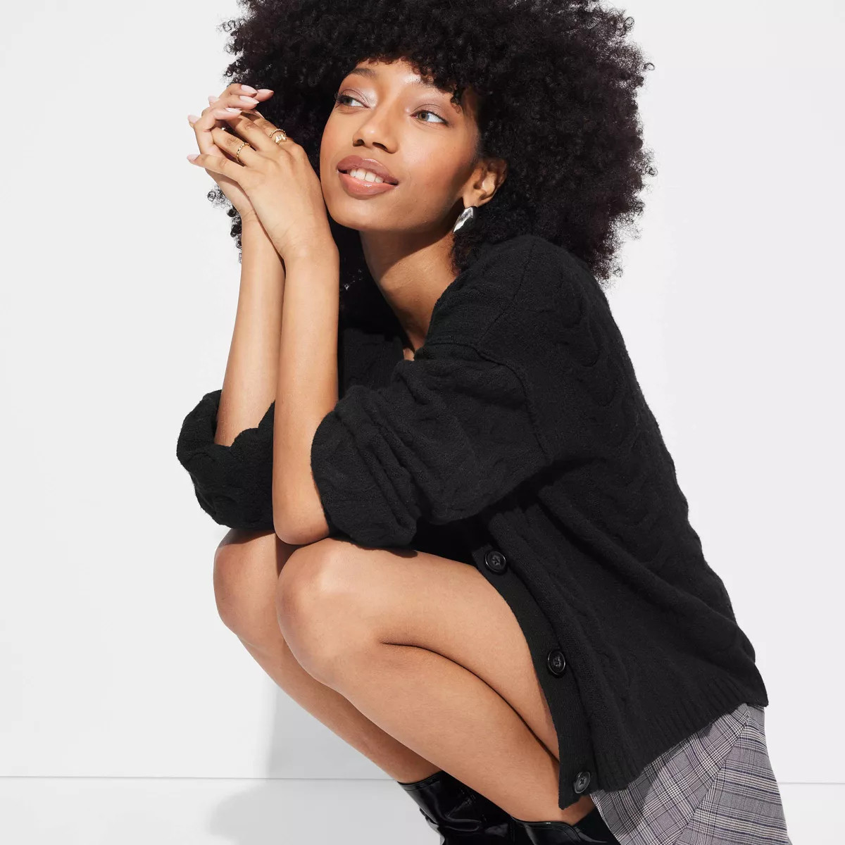 Women's Oversized Cable Sweater Cardigan - Wild Fable™ Off-White XS | Target