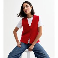 Women's Red Side Slit Buttoned Waistcoat New Look | New Look (UK)