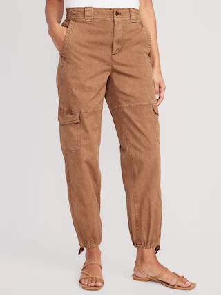 High-Waisted Barrel-Leg Cargo Ankle Pants | Old Navy (US)