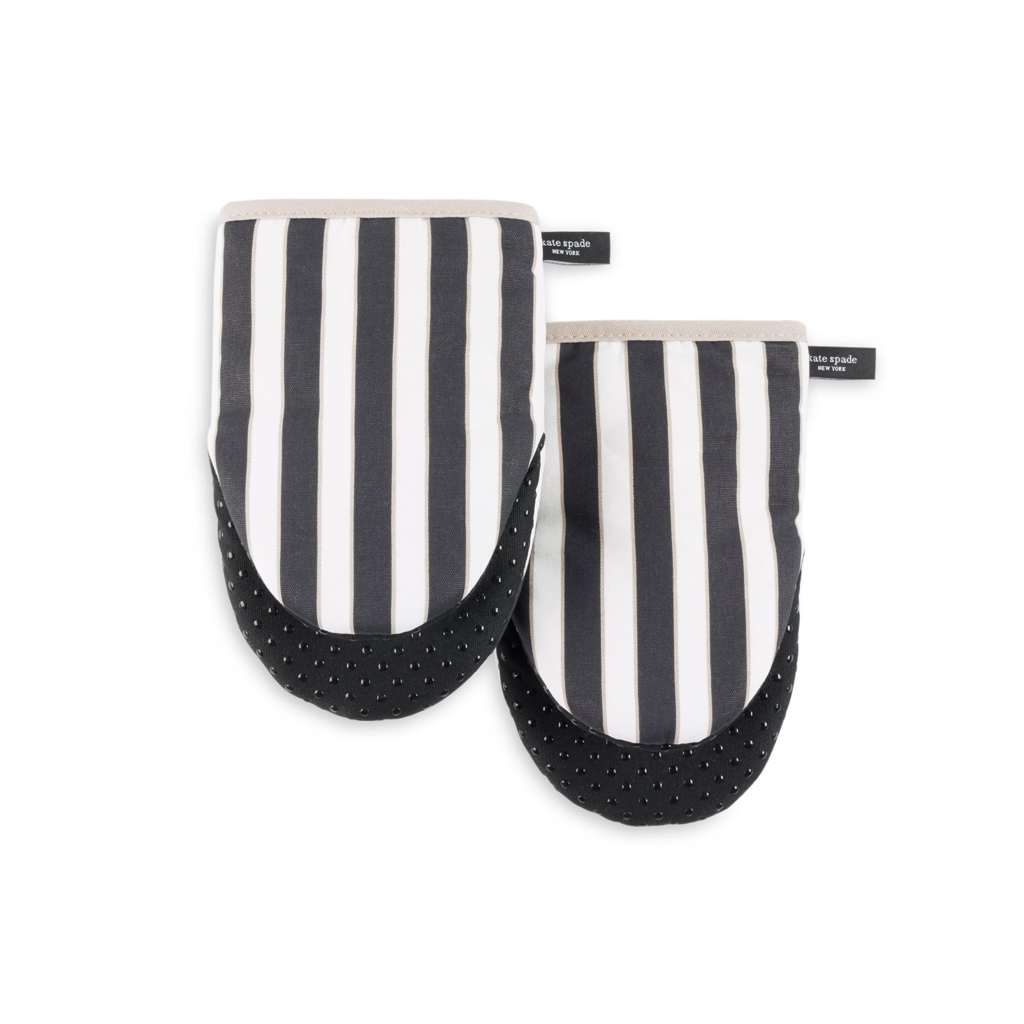 Kate Spade New York Botanical Stripe Mini Oven Mitt 2-Pack Set, 5.5" x 8", Black/Beige | Amazon (US)