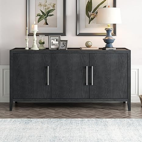 P PURLOVE Ancent Storage Cabinet with 3 Doors,Modern Sideboard Buffet Cabinet Table with Storage,... | Amazon (US)