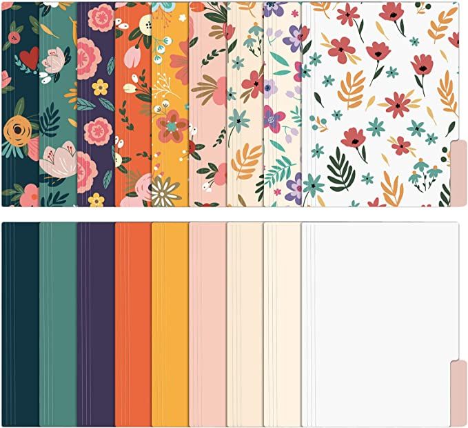 EOOUT 18 Pack Decorative File Folders Floral Folders Cute File Folder, Letter Size Colored File F... | Amazon (US)