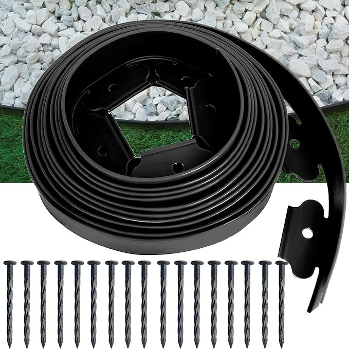 No Dig Landscape Edging Kit 40ft Garden Edging Border Include 36 Anchoring Spikes, Black Plastic ... | Amazon (US)