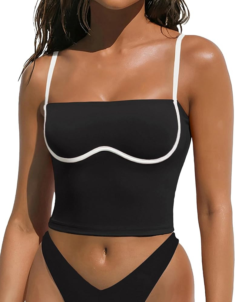 OMKAGI Womens Workout Tank Tops Adjustable Strap Longline Sports Bra Padded Sleeveless Top | Amazon (US)