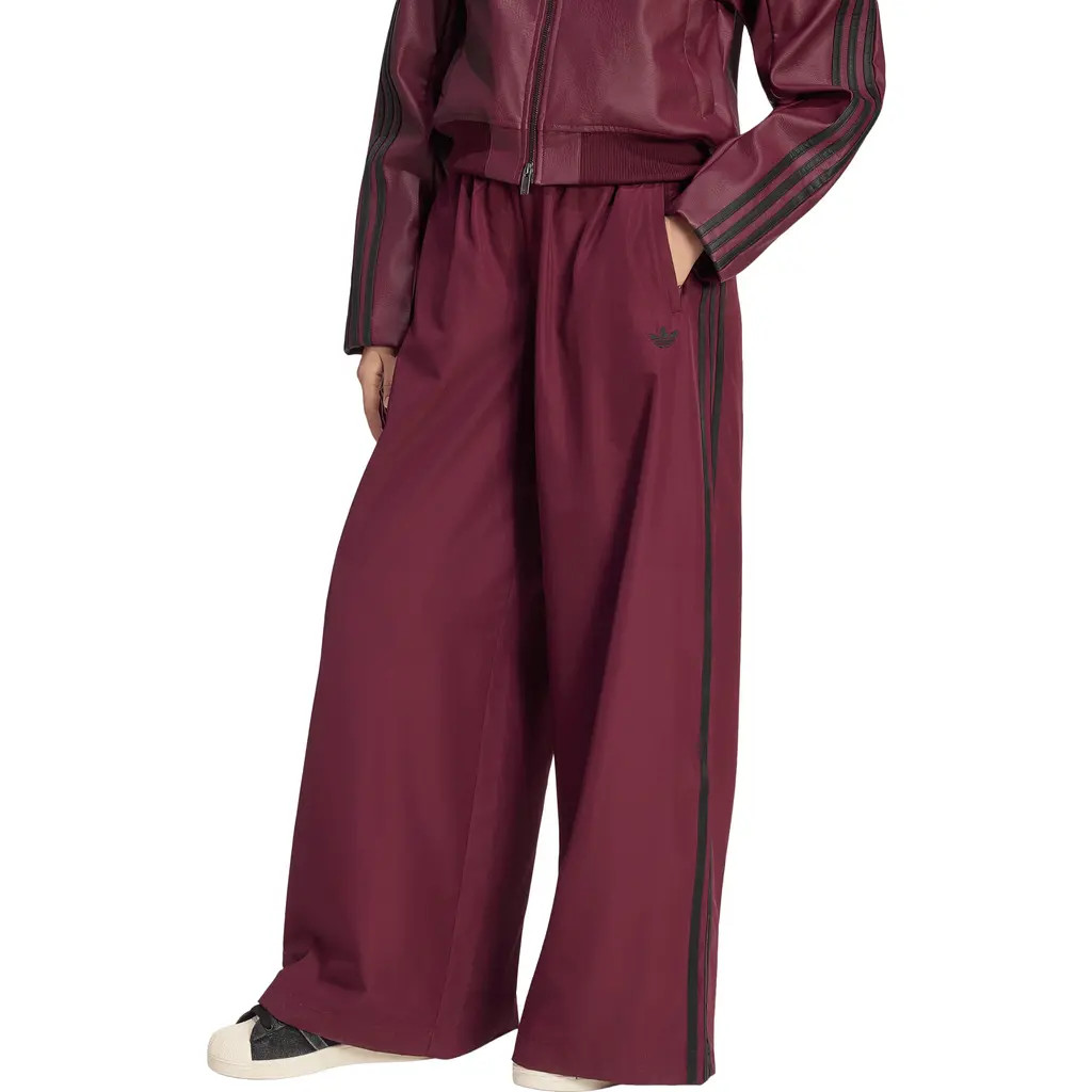 adidas Originals Firebird Wide Leg Track Pants in Maroon/black at Nordstrom, Size Medium | Nordstrom
