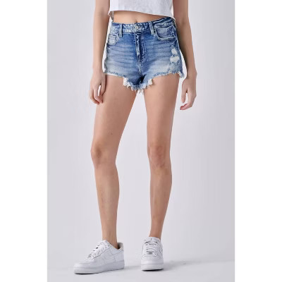 Women's Distressed Jean Shorts - CELLO M | Target