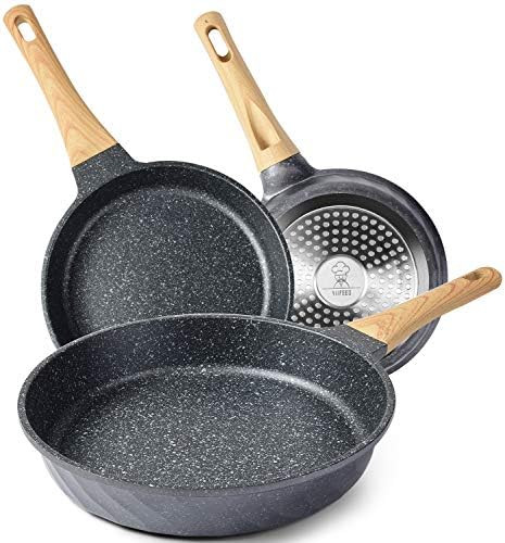 Amazon.com: YIIFEEO Nonstick Frying Pan Set, Granite Skillet Set with 100% PFOA Free, Omelette Pa... | Amazon (US)