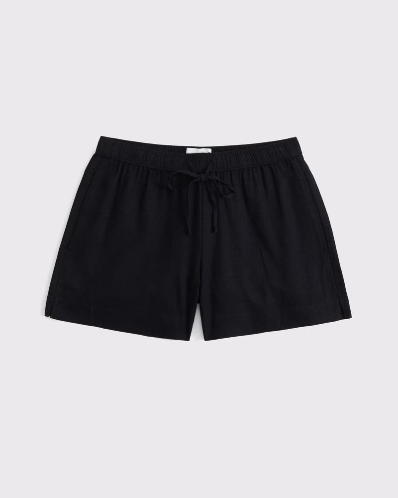 Mid Rise Linen-Blend Pull-On Short | Abercrombie & Fitch (US)