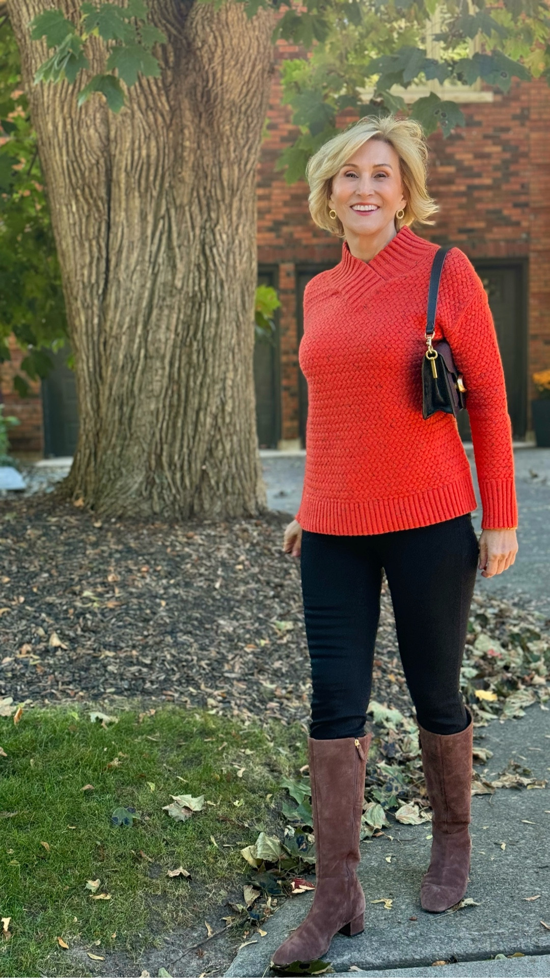 Getting dressed is easier when your pieces do the work for you. This Talbots sweater has the perfect texture and fit — relaxed, but still chic. Toss on classic black leggings and suede boots and suddenly a simple outfit feels special. It’s the kind of look you don’t overthink… you just wear and go. 🍁

#LTKootd #LTKSeasonal #LTKOver40