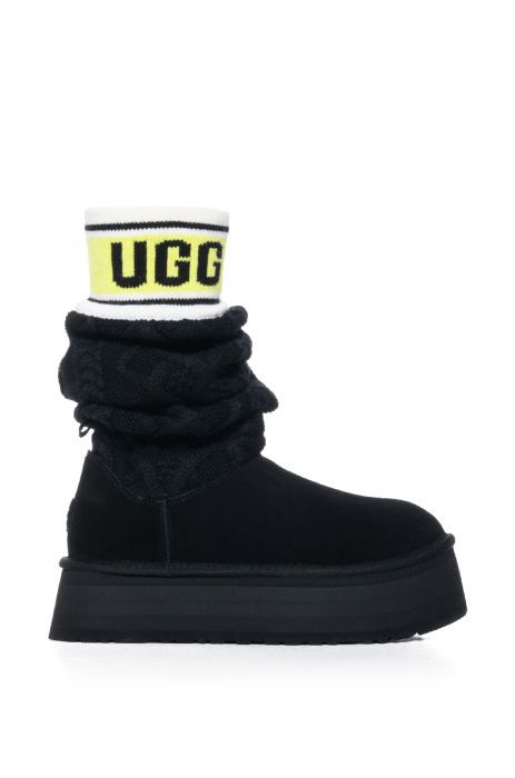 UGG CLASSIC SWEATER LETTER BOOT IN BLACK | AKIRA