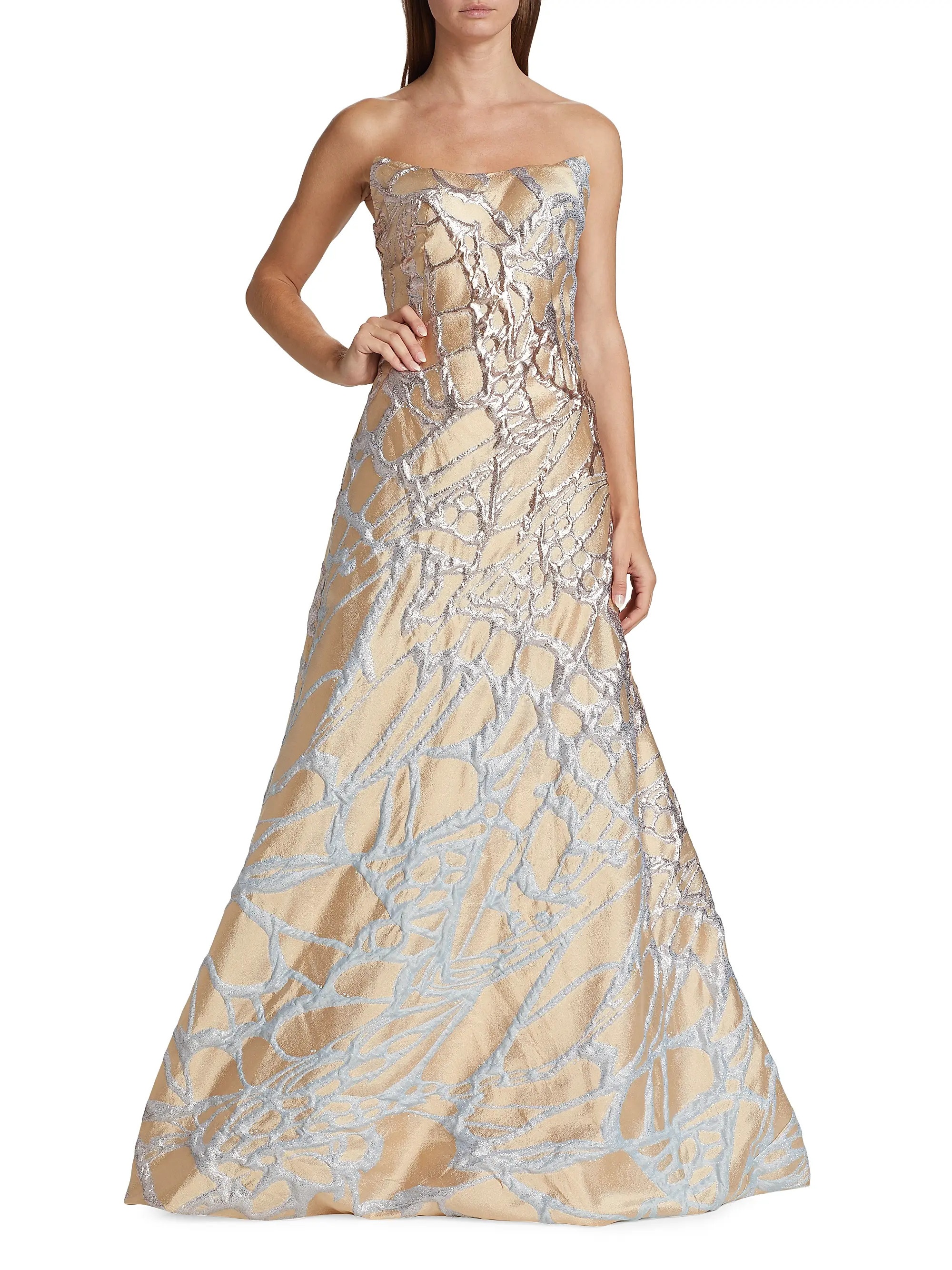 Metallic A-Line Gown | Saks Fifth Avenue