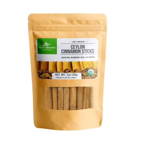 Organic Ceylon cinnamon sticks, True or Real Cinnamon, Premium Grade, Harvested from a USDA Certified Organic Farm in Sri Lanka 1 oz / 28 g (3" cut 6 to 7 sticks) | Amazon (US)