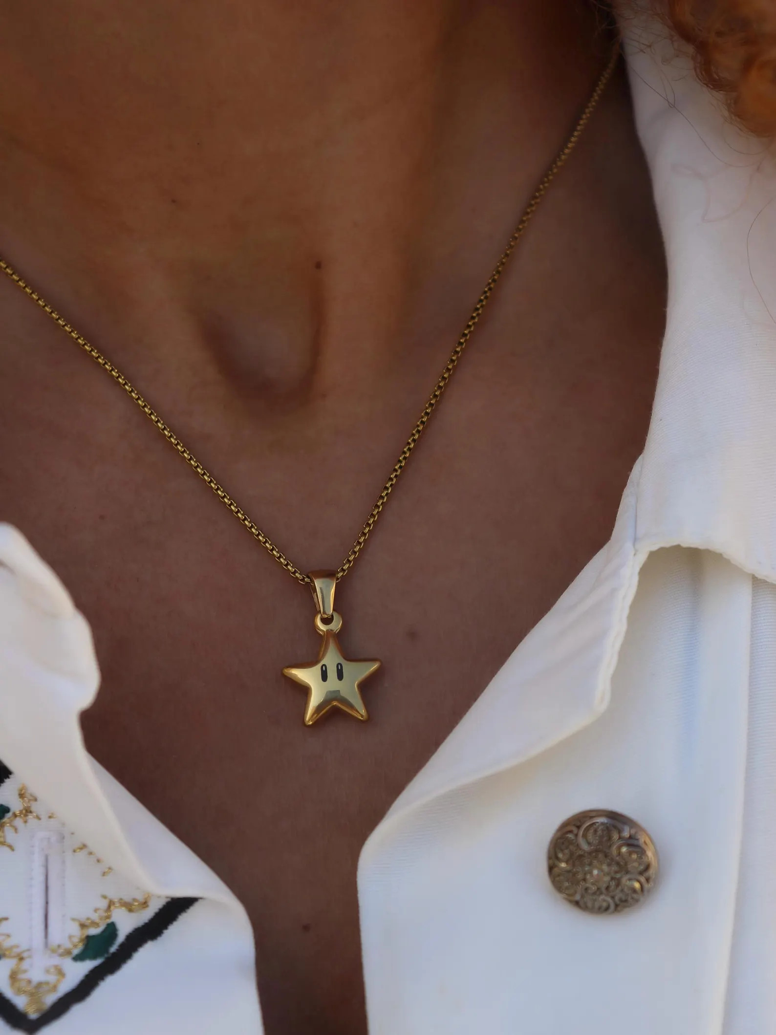 Gold Puffy Mario Super Star Necklace | Etsy (US)