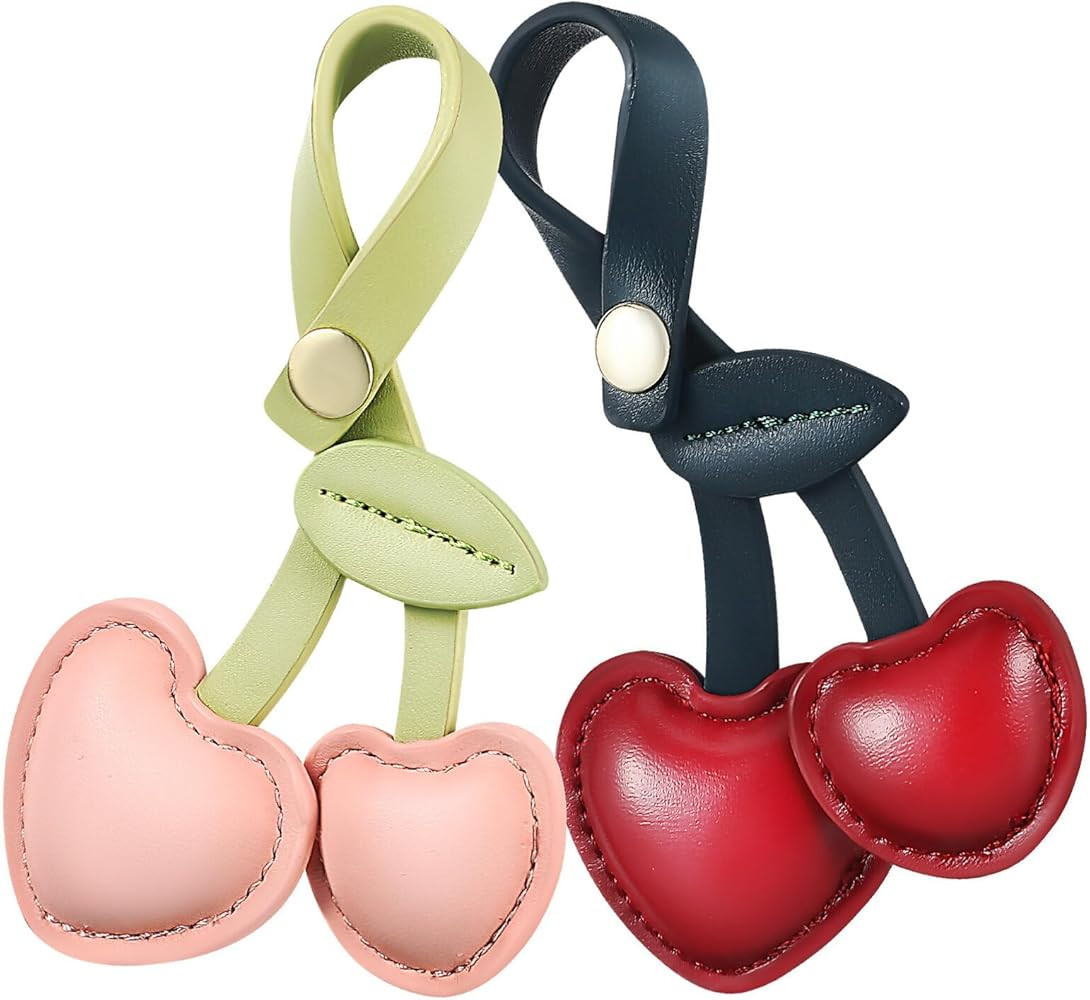 2pcs Cherry Bag Charm, Cute Cherry Keychain Charms Pu Cherry Purse Charms Kawaii Fruit Cherry Pen... | Amazon (US)