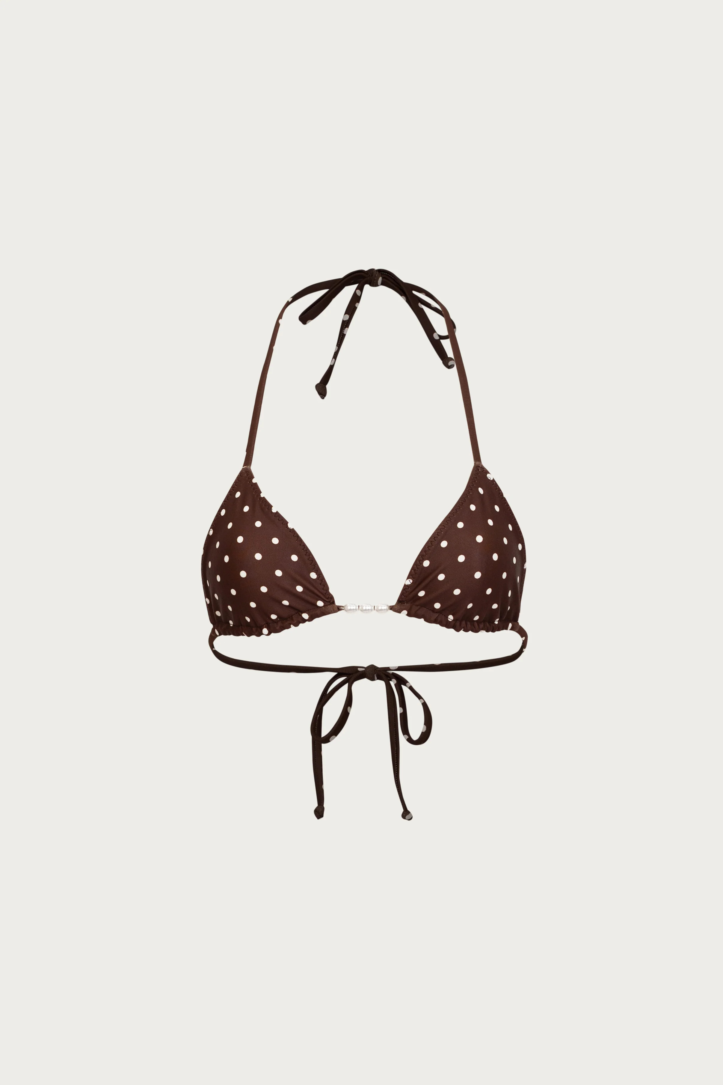 Beaded Triangle Top (Brown Cream Polka Dot) | SAME
