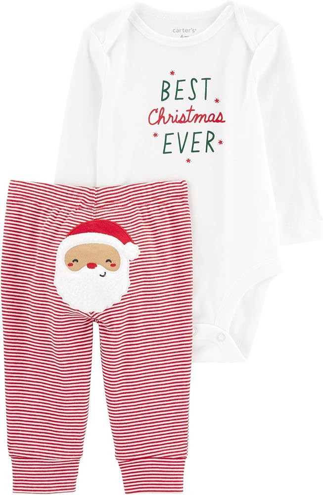 Carter's Winter Holiday 2-Piece Christmas My First Visit from Santa Bodysuit and Striped Pants wi... | Amazon (US)