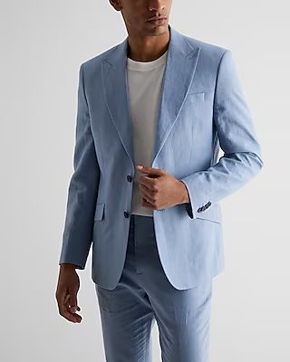 Extra Slim Light Blue Linen-Cotton Blend Suit Jacket | Express
