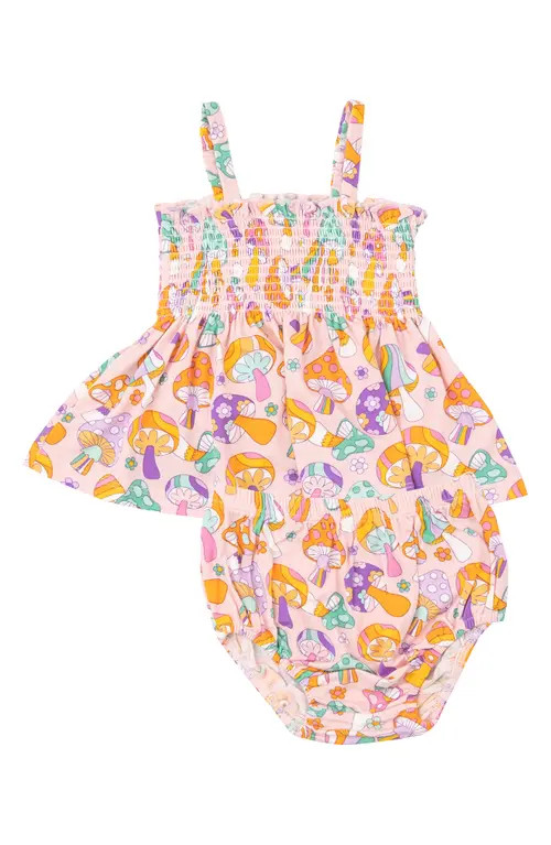 Angel Dear Retro Mushroom Print Smocked Ruffle Top & Bloomers Set in Fpm at Nordstrom, Size 12-18M | Nordstrom