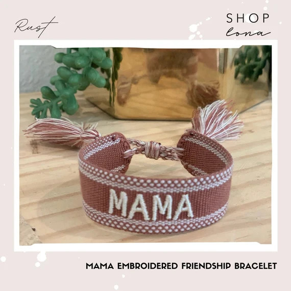 MAMA Embroidered Woven Canvas Friendship Bracelet  Boho | Etsy | Etsy (US)