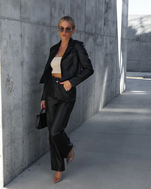 Soho Glam Faux Leather Blazer - Black - FINAL SALE | VICI