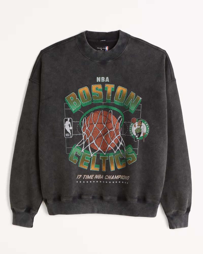 Men's Boston Celtics Graphic Crew Sweatshirt | Men's Tops | Abercrombie.com | Abercrombie & Fitch (US)