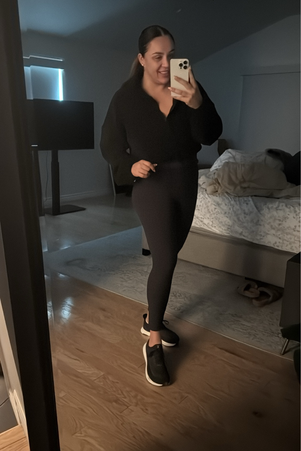 Rolled out of bed in the dark so all black it was for this mornings workout. 

Workout outfit, leggings, running shoes, sneakers, black sweater 

#LTKFitness #LTKWatchNow #LTKActive