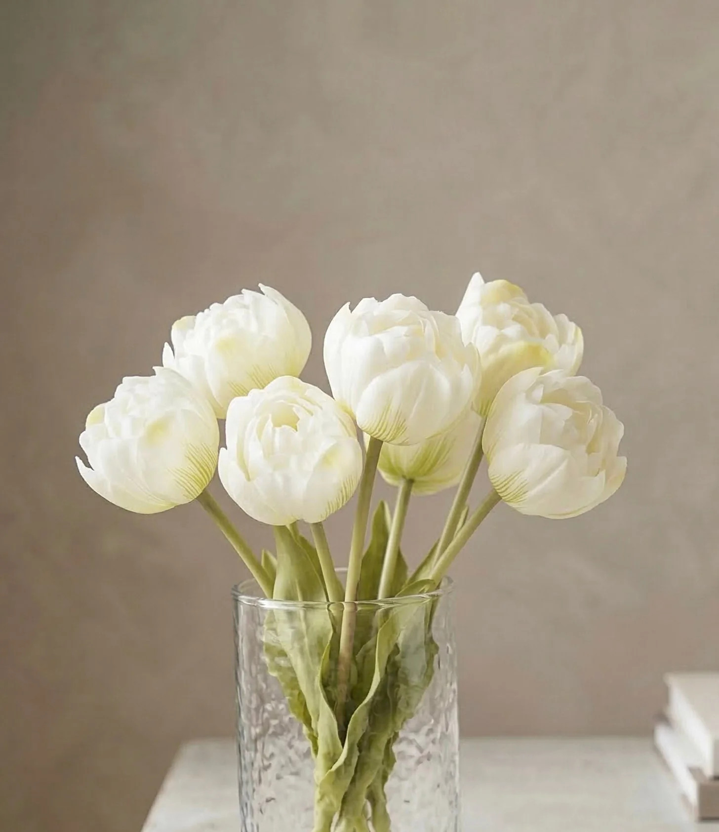 Real Touch Tulip Bouquet | White | MJHome