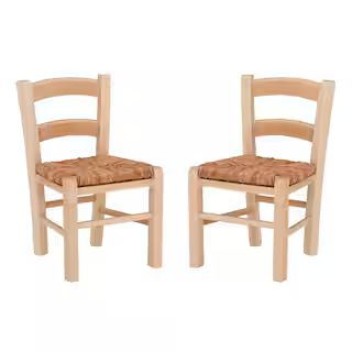 Sophie Natural Wood with Woven Rush Seat Kids Chair (Set of 2) | The Home Depot