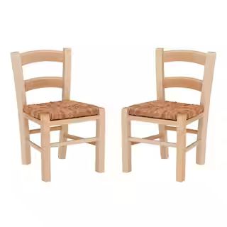 Sophie Natural Wood with Woven Rush Seat Kids Chair (Set of 2) | The Home Depot