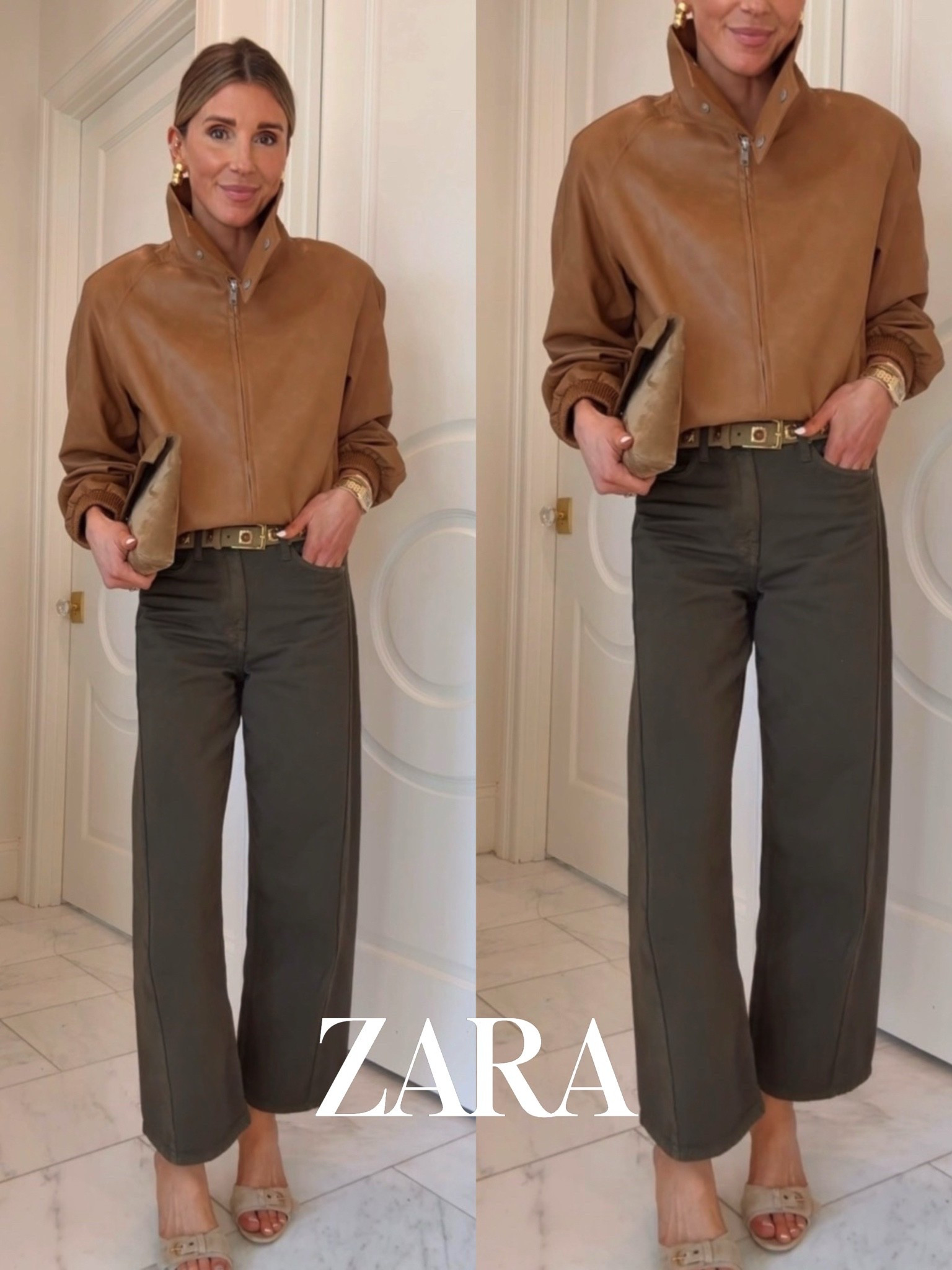 New fall arrivals at Zara. Love this faux leather jacket. I'm wearing size small fits tts