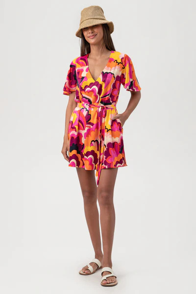 FAN FAIRE FLUTTER SLEEVE TUNIC DRESS | Trina Turk