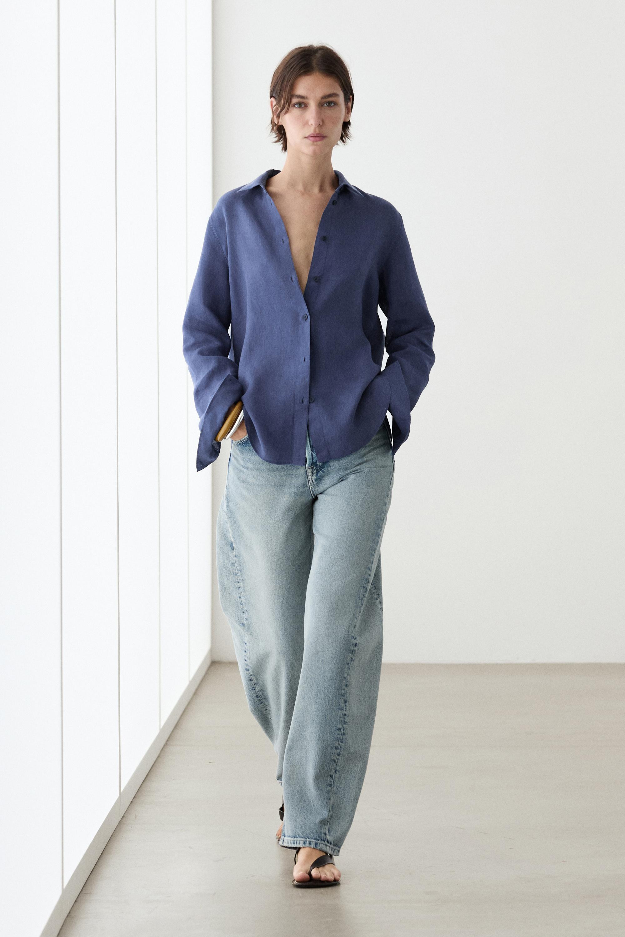Flowing 100% linen shirt | Massimo Dutti US