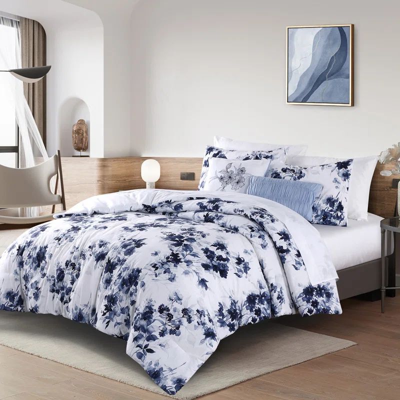 Dalmore Floral Microfiber Light Comforter,5 Pieces Comforter Set, Cooling Summer Comforter, Flowe... | Wayfair North America